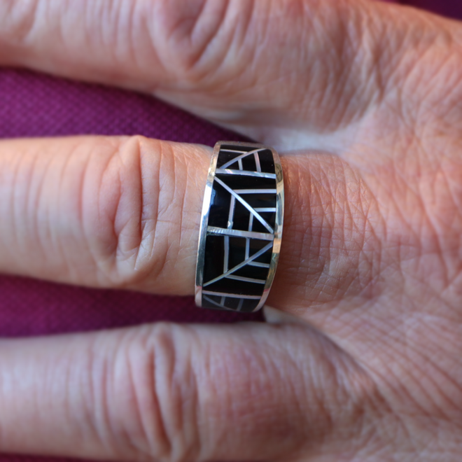 Black Jade & Mother of Pearl Tuxedo Ring