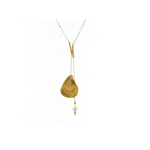 Gold Oyster Shell with Freshwater Pearl Necklace