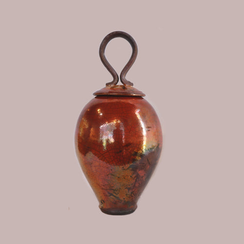 Raku Ferric Lidded Vase