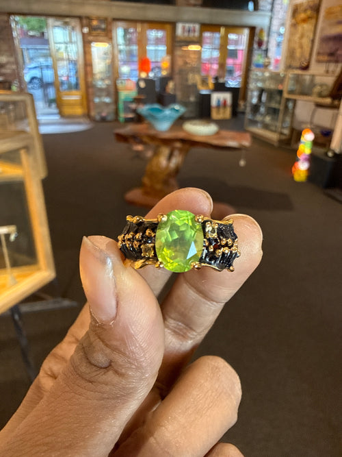 Peridot & yellow sapphire ring