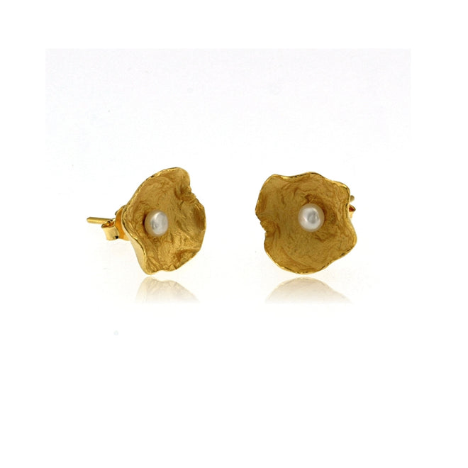 Pearl Petal Earrings - Gold (Medium)