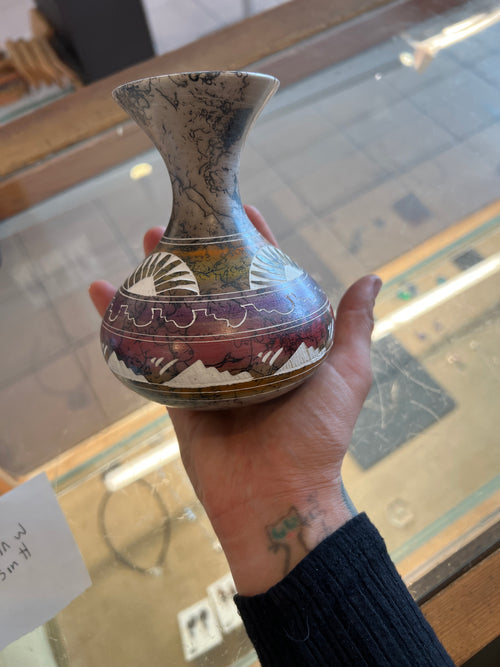 Samantha Willie Navajo Horsehair Pottery – Ceramic Purple and Orange Vase