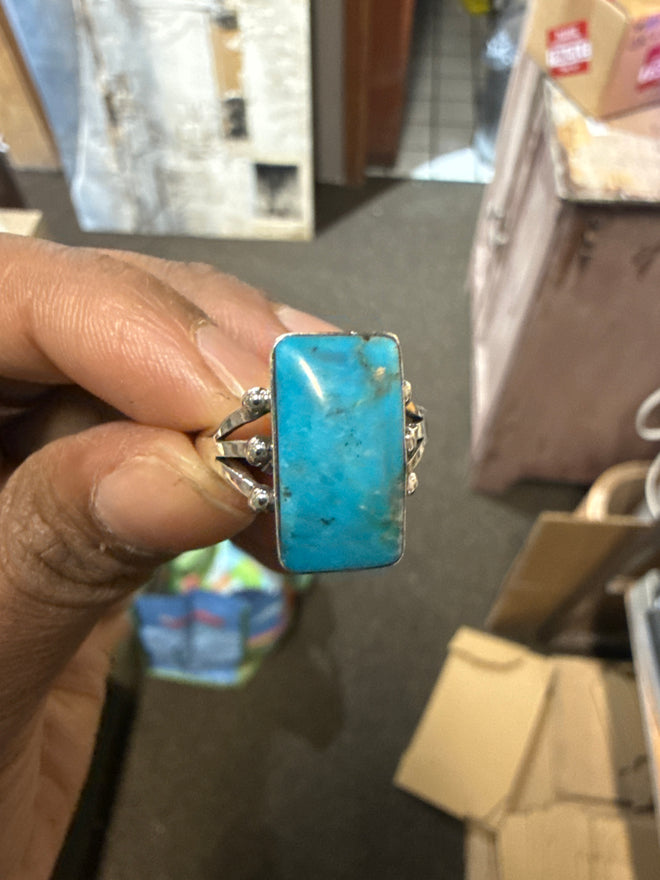 Navajo Artist Bernie Ration Rectangular Sterling Silver Rings