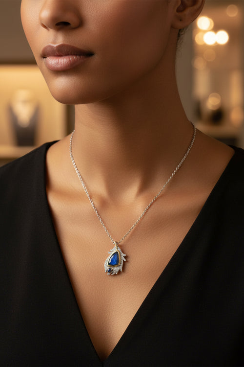 Spectrolite & Blue Sapphire Necklace - One-of-a-Kind