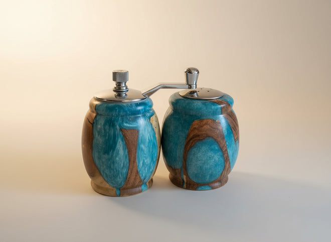 Handmade Wooden Salt & Pepper Set by Steve Betcher  (Arizona Artist)