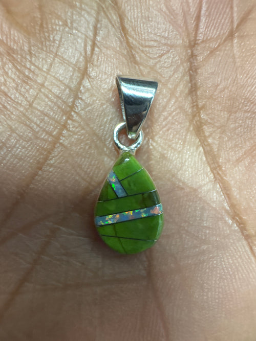 Gaspeite & Opal Pear Shape Pendent