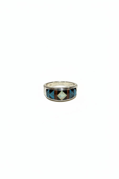 Stone Inlaid Men's Ring - Native American Jewelry