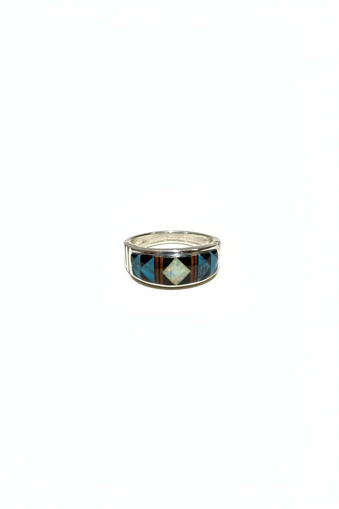 Stone Inlaid Men's Ring - Native American Jewelry