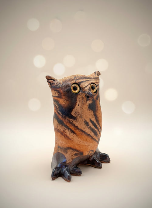 Handmade Ceramic “Mixed Table Owl” by Sumati Colpitts – Art Sculpture
