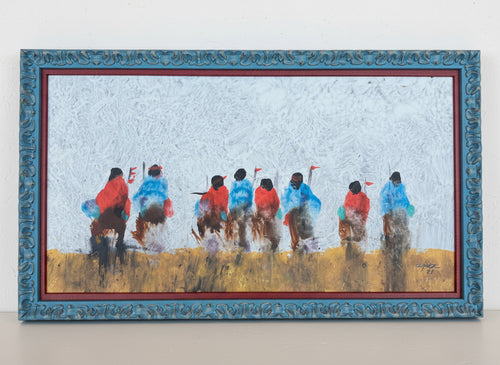 Protectors V — Al Clymer (Original, 15″ H × 26½″ W), Double-Framed Oil & Acrylic on Panel