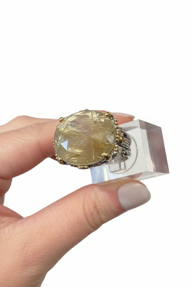 Rutiled Quartz & Sapphire Ring