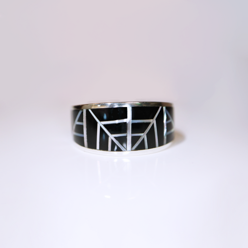 Black Jade & Mother of Pearl Tuxedo Ring