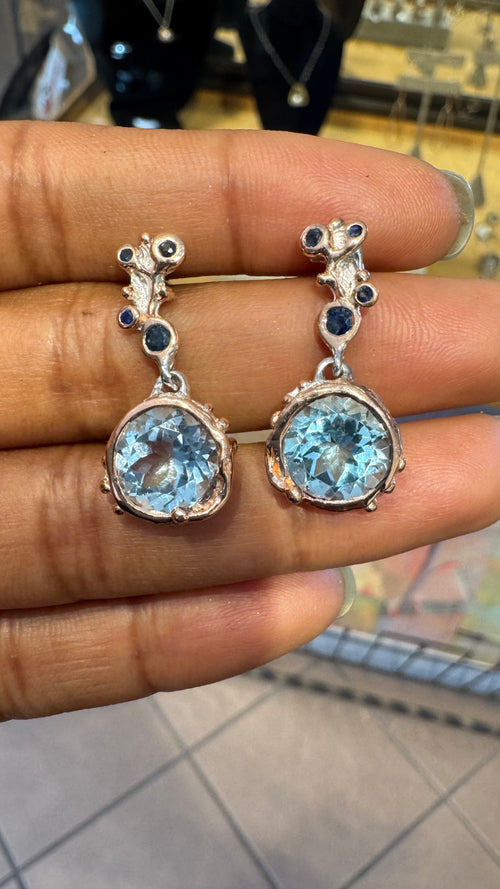Blue Topaz & Blue Sapphire Earrings