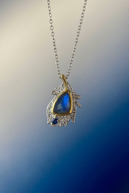 Spectrolite & Blue Sapphire Necklace - One-of-a-Kind