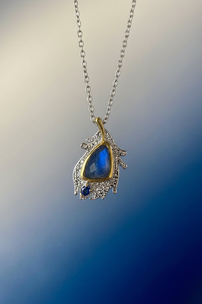 Spectrolite & Blue Sapphire Necklace - One-of-a-Kind