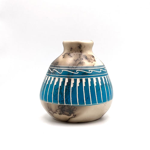 Navajo Carved Vase by Artist Larry Livingston 4"H x 4" W