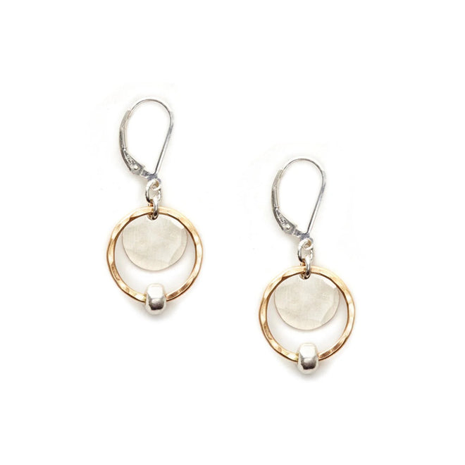 Mixed Metal Round Dangle Earrings