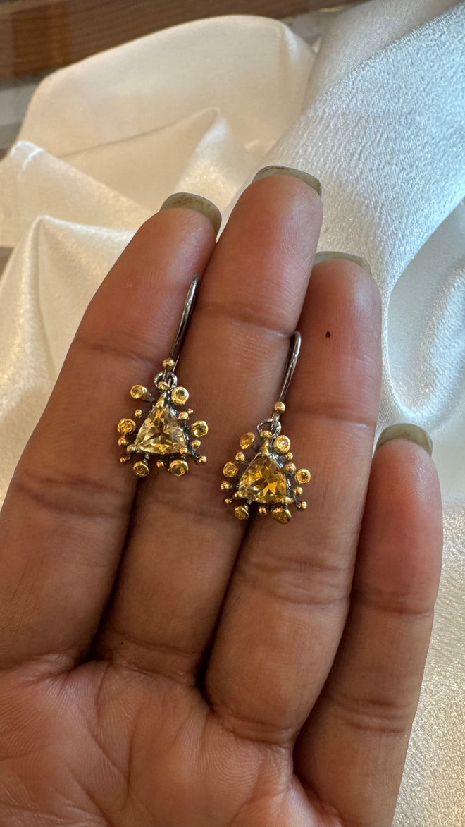Citrine & Yellow Sapphire Drop Earrings