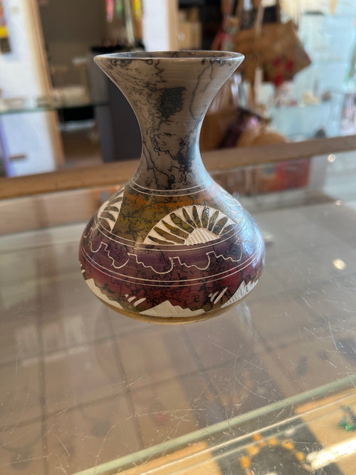 Samantha Willie Navajo Horsehair Pottery – Ceramic Purple and Orange Vase