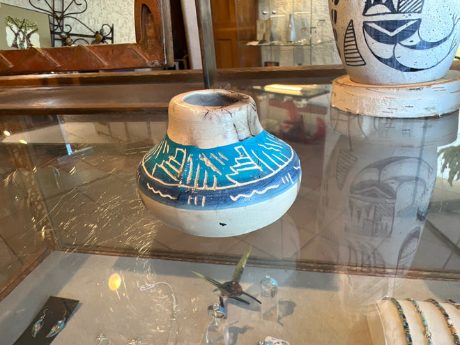 Shana Sam Horsehair Pottery – Ceramic Blue Vase