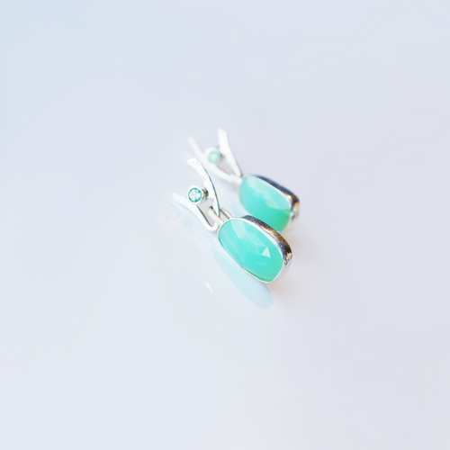 Chrysoprase and Tourmaline Earrings