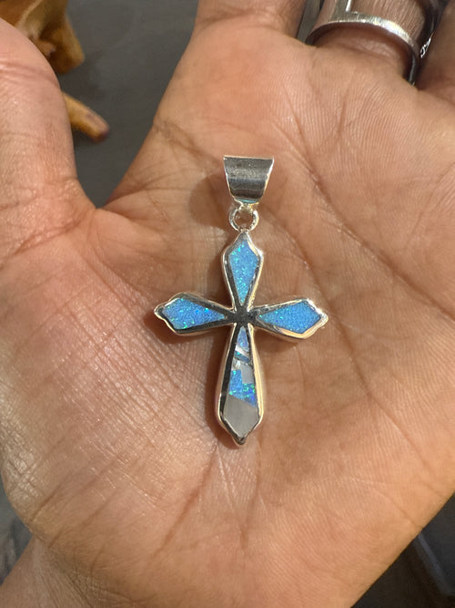 Mother of Pearl & Opal Cross Necklace