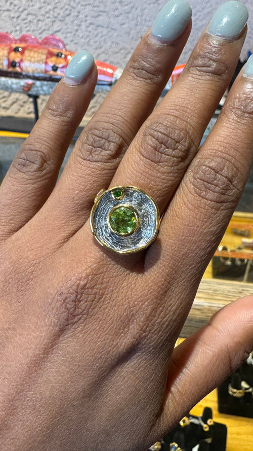 Peridot & Green Chrome Diopside Ring