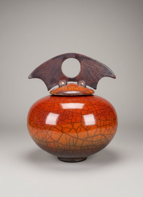 Raku Ferric Vase with lid