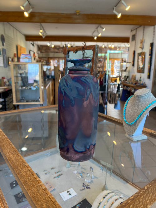 Tall Raku Ceramic Pot with Dragonfly Lid (Copy)