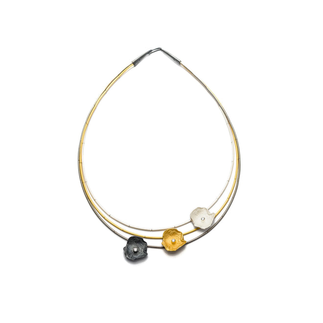 3 Strand Petal Necklace with Cubix Zirconia