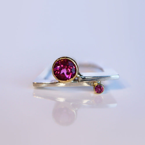 Pink Tourmaline & Cherry Spinel Square Ring