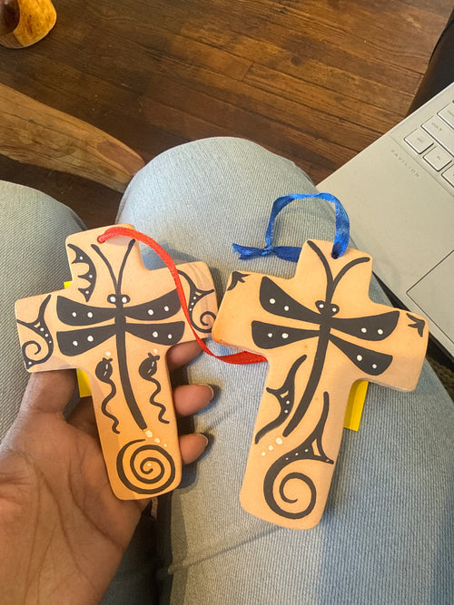 Handmade Zuni Tribe Cross Ceramic Ornaments