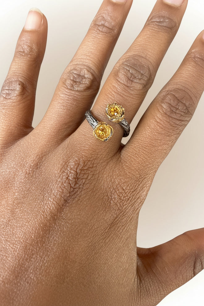 Orange Sapphire Adjustable Ring