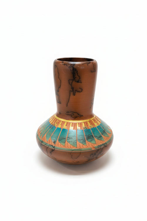 Navajo Carved Vase by Artist Manuel Brieno 5"H x 4.5"W