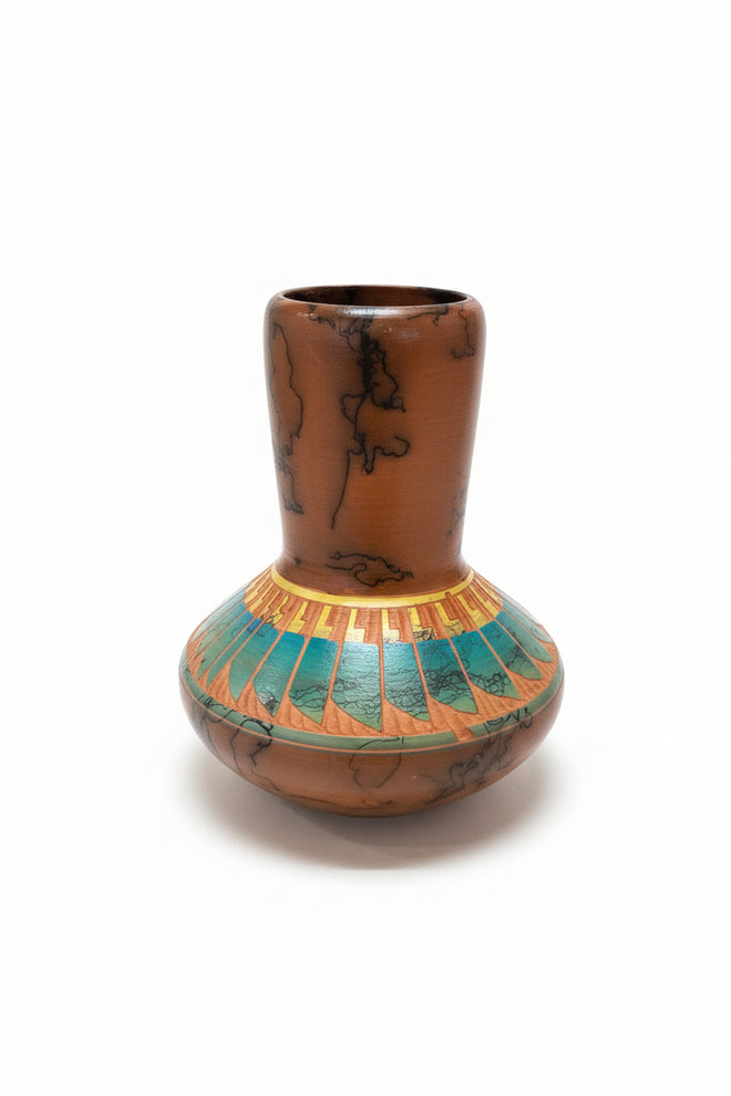 Navajo Carved Vase by Artist Manuel Brieno 5"H x 4.5"W
