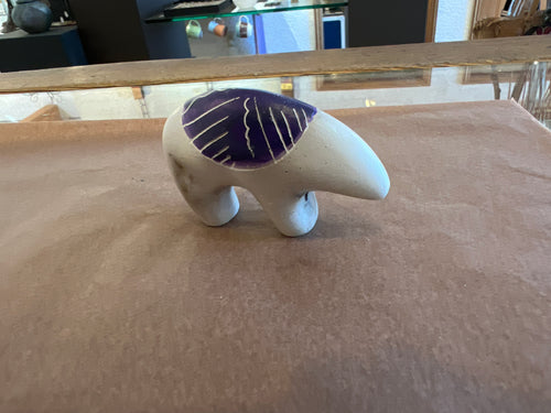 Shana Sam Horsehair Pottery –Purple Colored Bear Statue