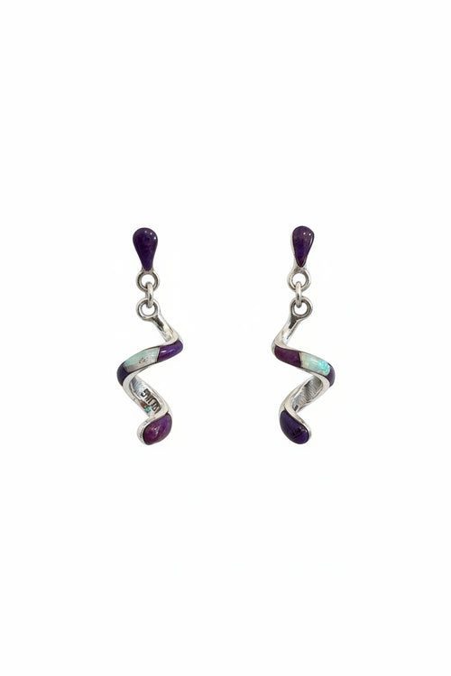 Sugilite, Mother of Pearl & Opal Swirl Earrings