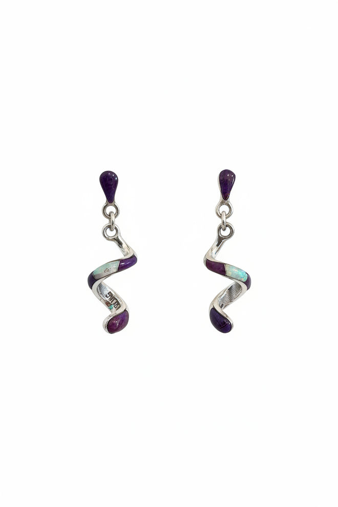 Sugilite, Mother of Pearl & Opal Swirl Earrings