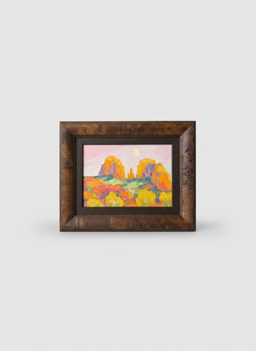 Peak-a-Moon — Sedona AZ — Original Palette-Knife Oil, 5″×7″ (Russell Johnson)