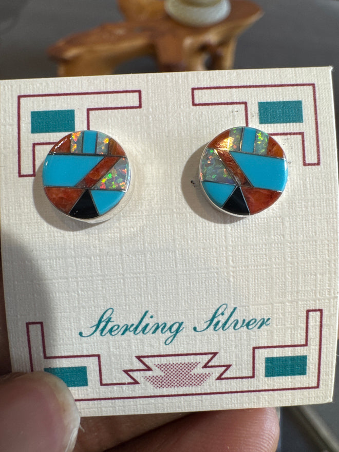 Multi Stone Post Earrings