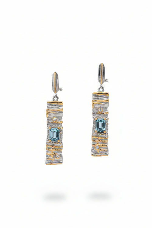 Blue Topaz & Tanzanite Earrings