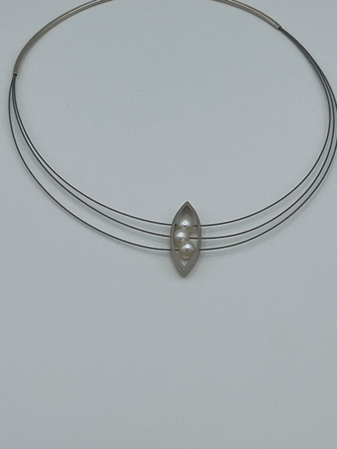 Triple Pearl Almond Necklace