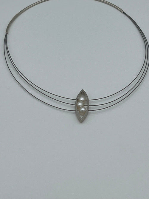 Triple Pearl Almond Necklace
