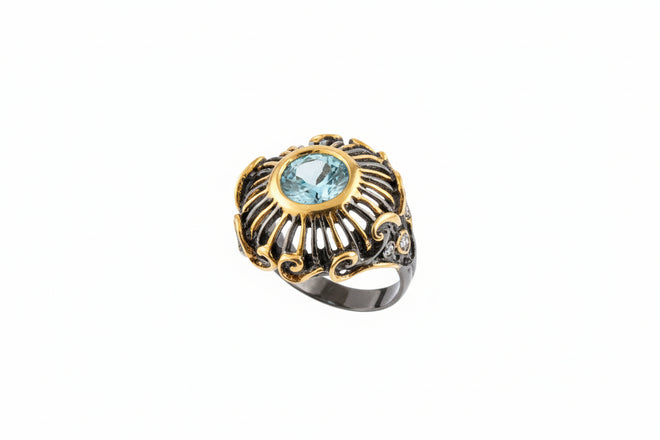 Blue Topaz & Sapphire Ring