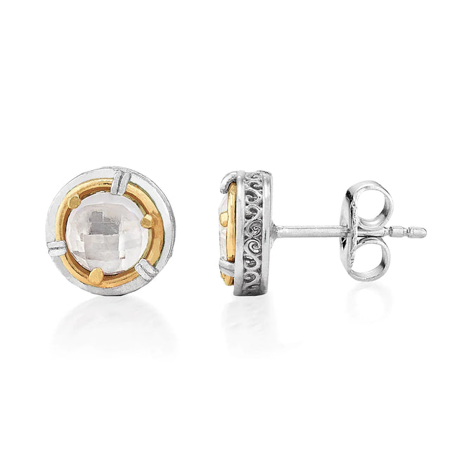 Petite Rock Crystal Stud Earrings with 18k Gold Vermeil