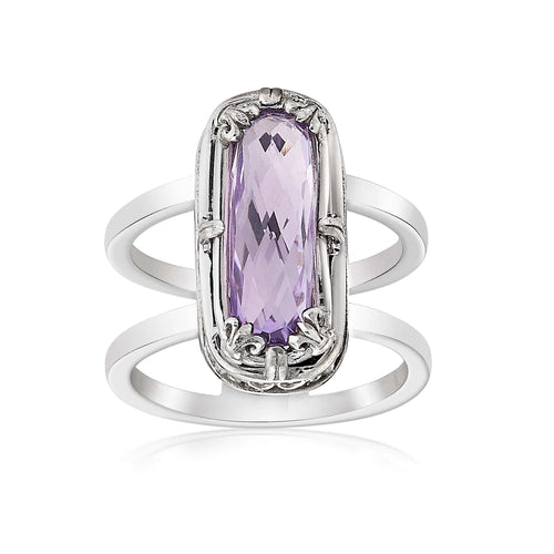 Double Band Lavender Amethyst Ring