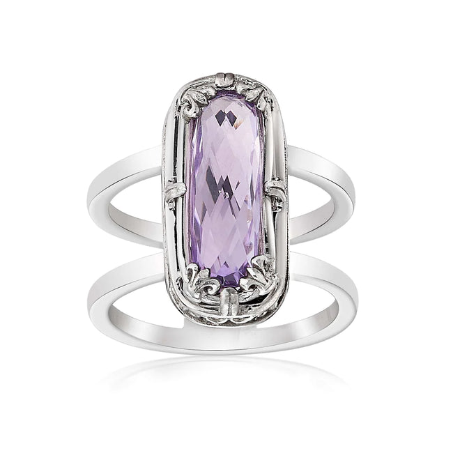 Double Band Lavender Amethyst Ring