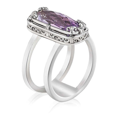 Double Band Lavender Amethyst Ring