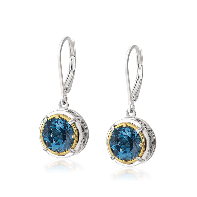 Round London Blue Topaz Earrings with 18k Gold Vermeil