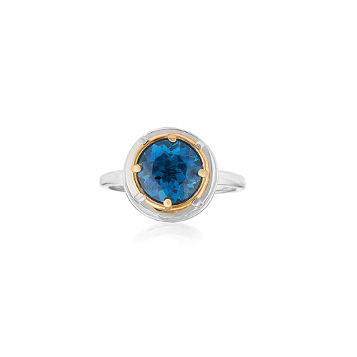 Round London Blue Topaz Ring with 18k Gold Vermeil